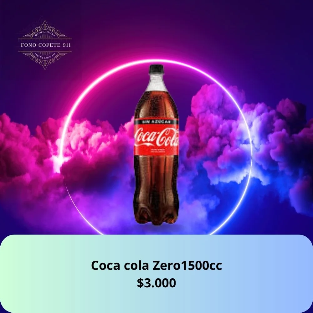 Botella de bebida Coca-Cola Original 1500cc con precio de $3.000 y servicio de delivery nocturno.
