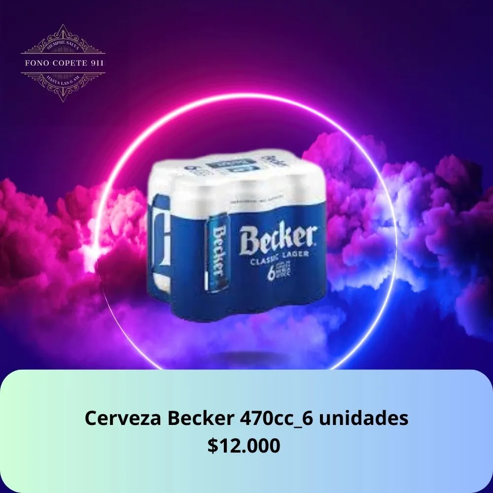 Six pack de cerveza Becker Classic Lager lata 470cc a $12.000 con servicio de delivery.