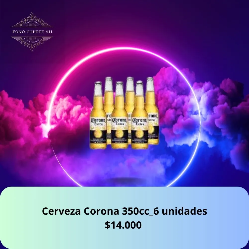 ix pack de cerveza Corona Extra 350cc a $14.000 con servicio de delivery a domicilio en Santiago.