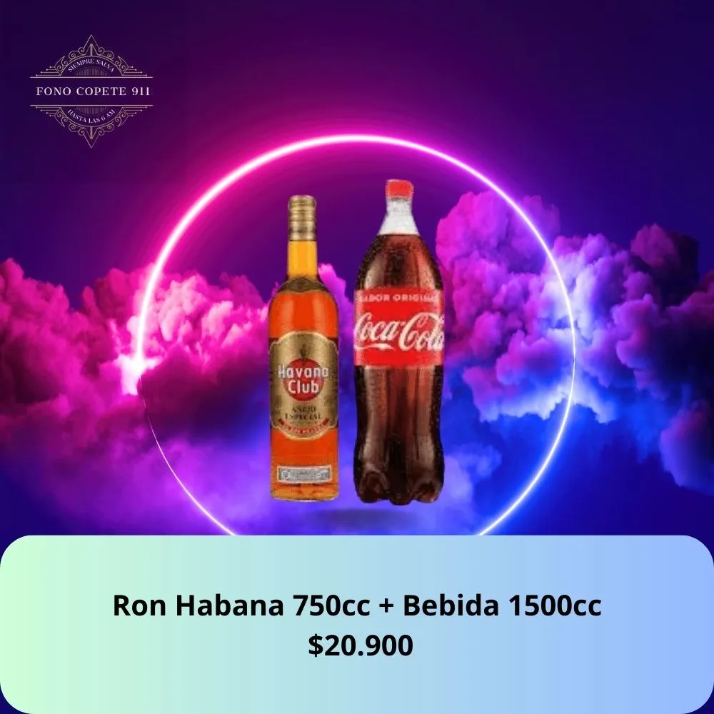 Botella Ron Havana Club Añejo Especial 750cc y Coca-Cola 1.5L promo delivery