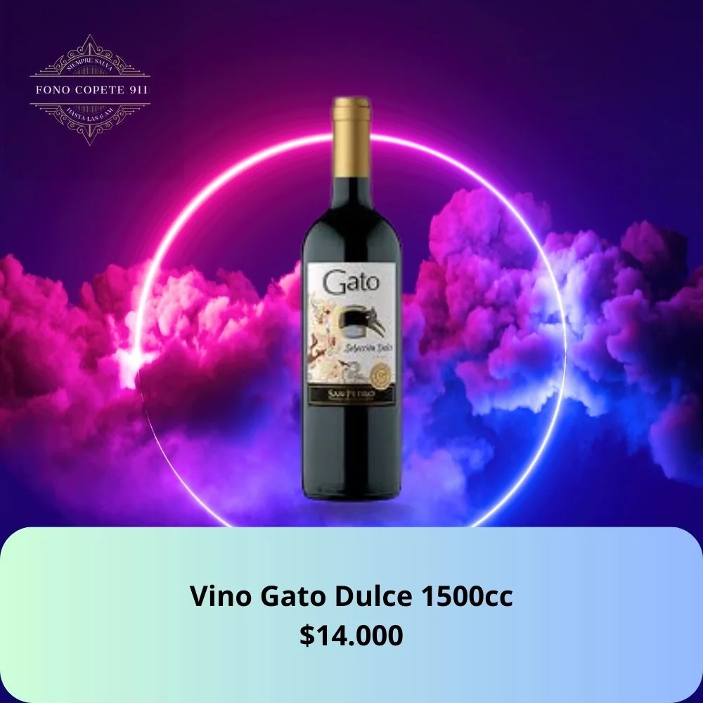 Botella de vino tinto Gato Dulce 1500cc con delivery a domicilio en Santiago.